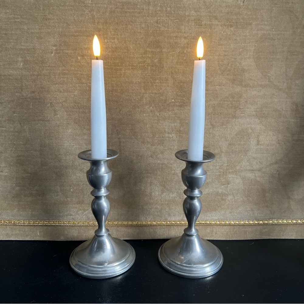 Vintage Web Pewter Weighted Candlesticks Classic Set of 2 6.5” - Picture 2 of 6
